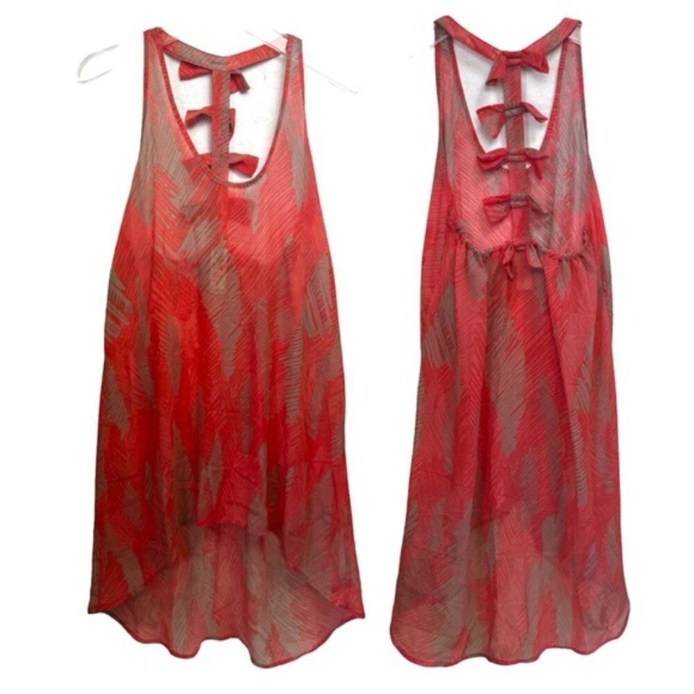 Miken New Floral Bows Back Dress Babydoll Swimsuit CoverUp Lightweight Beach S